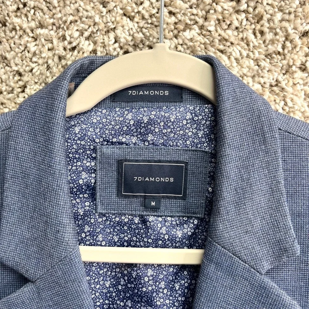 7 Diamonds Blazer Men's Medium Newport Blue 2-Button Stretch Suit Jacket
